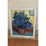 CHARLES HOLMES 'CINERARIA', a still life study of a blue flowering plant in a pot, signed bottom