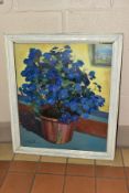 CHARLES HOLMES 'CINERARIA', a still life study of a blue flowering plant in a pot, signed bottom