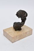 A SIGGY PUCHTA BRONZE SCULPTURE OF TWO BEARS IN A TREE, on stone base, sticker to the base 'original