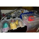 SIX PLASTIC BOXES OF ASSORTED SPOOLS OF WOOL AND ACRYLIC, full and part spools, assorted colours, (6