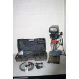 A POWERCRAFT DP500 PILLAR DRILL , a machine vice and a Powercraft 9 inch angle grinder with spare