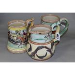 THREE GLYN COLLEDGE OF DENBY HAND PAINTED ITEMS, DECORATED WITH FOX HUNTING SCENES, comprising a