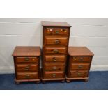 A TALL MODERN PINE CHEST OF SIX DRAWER, width 47cm x depth 41cm x height 112cm along with a matching