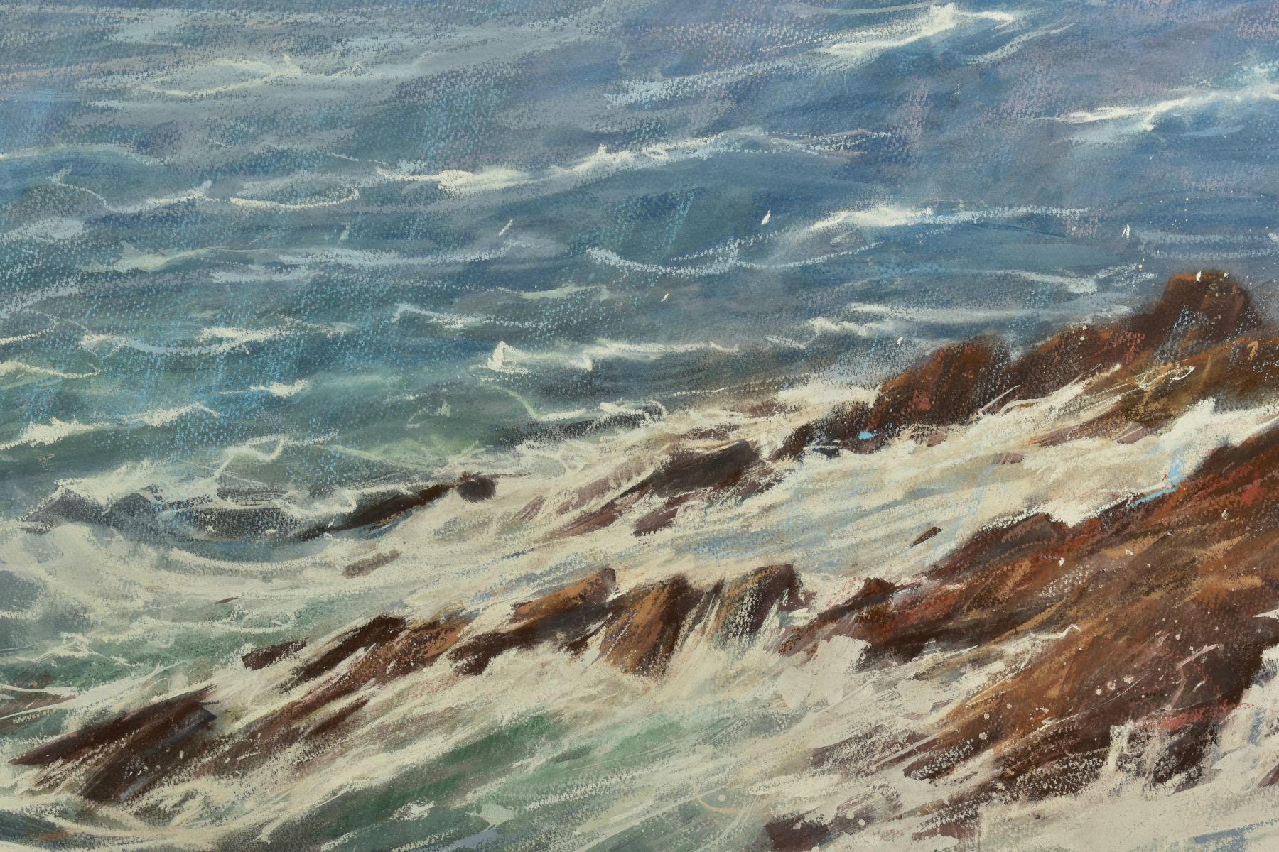 JAMES BARTHOLOMEW (BRITISH CONTEMPORARY) 'OFF THE POINT KYNE' a coastal seascape, waves flowing over - Bild 2 aus 9