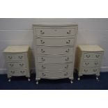 A TALL LOUIS XV STYLE OLYMPUS CHEST OF SIX LONG DRAWERS, width 78cm x depth 48cm x height 125cm