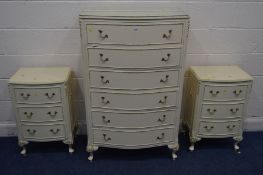 A TALL LOUIS XV STYLE OLYMPUS CHEST OF SIX LONG DRAWERS, width 78cm x depth 48cm x height 125cm