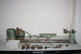 A VINTAGE NU TOOL NWL37 WOOD LATHE 240 volt total length 135cm with various attachments (PAT pass