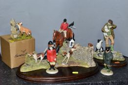 HEREDITIES SCULPTURES comprising 'Huntsman and Hounds' PDG27, height approximate 21cm x width 35cm