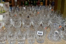 A GROUP OF CUT GLASS, including a suite of eleven Royal Brierley wine glasses, s.d., the rest