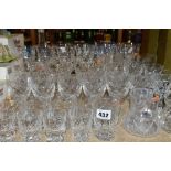 A GROUP OF CUT GLASS, including a suite of eleven Royal Brierley wine glasses, s.d., the rest