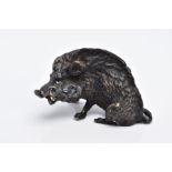 A BERGMAN BRONZE SCULPTURE OF A BOAR, painted bronze figure, approximate height 3.5cm, approximate