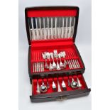 A COMPLETE CANTEEN OF EPNS KINGS PATTERN CUTLERY, the top opens to reveal twelve 'Crown