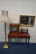 AN EDWARDIAN MAHOGANY SIDE TABLE, with two drawers, width 101cm x depth 46cm x height 70cm, along