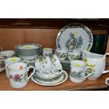 ROYAL WORCESTER 'WORCESTER HERBS', comprising jug, height 14.5cm, four mugs (one chipped rim), six