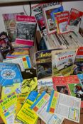 A BOX CONTAINING APPROXIMATELY ONE HUNDRED AND THIRTY MOTOR CYCLE AND MOTOR CAR MAGAZINES, including