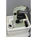 A RUSSIAN MADE MONOCULAR MICROSCOPE, marked YM-301 N8807 Production de L'URSS, appears complete with