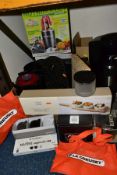 VARIOUS KITCHEN RELATED ITEMS, etc, to include two Le Creuset orange bags, boxed Le Creuset 'Matiere