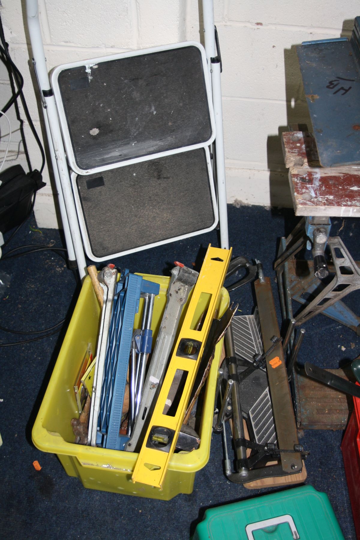 A BLACK AND DECKER WORKMATE, two trays and a metal toolbox containing tools including a Moore and - Image 4 of 4