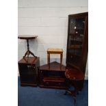 A QUANTITY OF MODERN MAHOGANY FURNITURE, to including a glazed corner cupboard, hi fi cabinet, tv