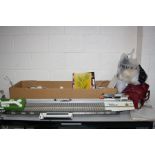 A PASSAP DUOMATIC 80 KNITTING MACHINE with box containing pattern sheets, accessories, wool etc (