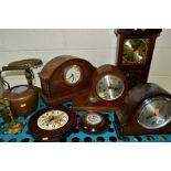 CLOCKS AND METALWARES, to include Smiths chiming mantel clock, winds and chimes, runs briefly,