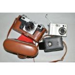 A RUSSIAN KIEV RANGEFINDE CAMERA, complete with 53mm f2 interchangable lens and leather case,