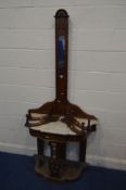 A LATE VICTORIAN WALNUT SKELETON HALL STAND with a marble top, width 92cm x depth 40cm x height