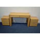 HULSTA GERMANY, A BEECH TWO DRAWER DRESSING/SIDE TABLE with two drawers, width 115cm x depth 45cm