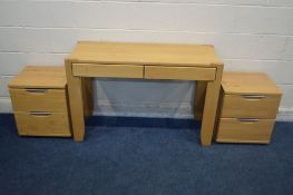 HULSTA GERMANY, A BEECH TWO DRAWER DRESSING/SIDE TABLE with two drawers, width 115cm x depth 45cm