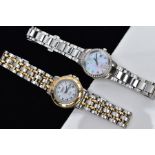 TWO LADIES WRISTWATCHES, the first designed with a circular mother of pearl dial signed 'Citizen