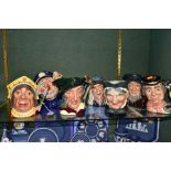 SEVEN LARGE ROYAL DOULTON CHARACTER JUGS, comprising The Red Queen D6777, Old Salt D6551 (second),