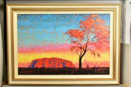 ROLF HARRIS (AUSTRALIAN 1930) 'ULURU SUNSET, SURPRISE SHOWER', a limited edition print on canvas