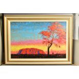 ROLF HARRIS (AUSTRALIAN 1930) 'ULURU SUNSET, SURPRISE SHOWER', a limited edition print on canvas