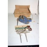 A STANLEY NO 50 COMBINATION PLANE and a case of 16 cutters and a Record No1 Engineers vice