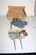 A STANLEY NO 50 COMBINATION PLANE and a case of 16 cutters and a Record No1 Engineers vice