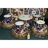 A LATE VICTORIAN/EDWARDIAN MATCHED STAFFORDSHIRE IMARI PART TEA SET IN THE STYLE OF ROYAL CROWN