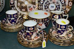 A LATE VICTORIAN/EDWARDIAN MATCHED STAFFORDSHIRE IMARI PART TEA SET IN THE STYLE OF ROYAL CROWN