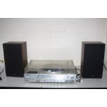 A TOSHIBA SM3350 VINTAGE MUSIC CENTRE and a pair of Toshiba speaker (PAT fail due to uninsulated