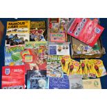 A QUANTITY OF ASSORTED TRADE CARDS, STICKERS AND ALBUMS, ETC, to include a complete FKS World Cup