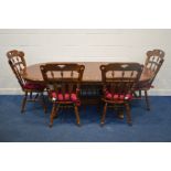 A CONTINENTAL OAK EXTENDING DINING TABLE, with one additional leaf, extended length 224cm x closed