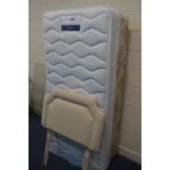 A SILENT NIGHT SINGLE MATTRESS, on a matched base, with a headboard