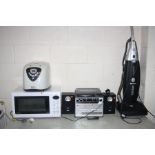 A PANASONIC MICROWAVE, a Morphy Richards Bread Maker, a Steepletone Hi Fi with speakers and remote