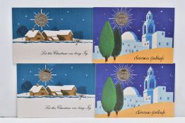ISLE OF MAN CHRISTMAS FIFTY PENCE COINS, to include 1986 and 1987 two of each on card of issue,