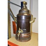 PARNELL & SONS OF BRISTOL COPPER AND BRASS HOT WATER BOILER, with pierced base for a spirit or gas