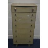 A TALL EARLY TO MID 20TH CENTURY CHEST OF SEVEN DRAWERS, width 66cm x depth 49cm x height 129cm (