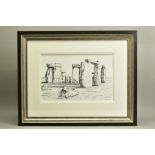 PHILLIP BISSELL (BRITISH CONTEMPORARY) 'STONEHENGE' a pen and ink sketch of the ancient monument,