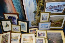 PAINTINGS AND PRINTS etc, to include a pair of watercolour landscapes of Dimmingsdale - indistinctly