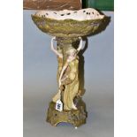 AN ERST WAHLISS PORCELAIN TABLE CENTREPIECE, a pair of female figures in classical dress support a