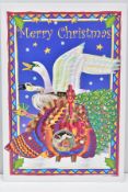 POBJOY MINT CHRISTMAS FIFTY PENCE CARDED COI9N, Isle of Man coloured Four Calling Birds diamond