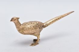 A 9CT GOLD PHEASANT, realistically textured, hallmarked 9ct gold Birmingham 1974, unreadable